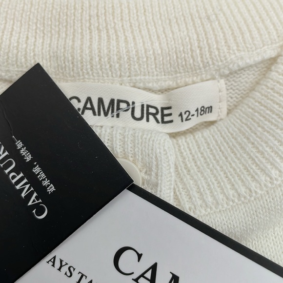 Campure Little Girl Off-White Button Down Lightweight Cardigan Sweater‎ NWT - Picture 5 of 13